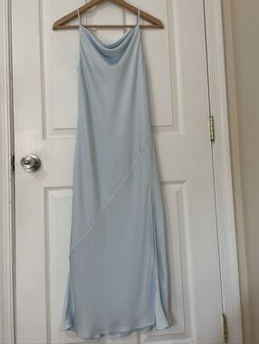 Babaton Satin Light Blue Cowl Neck   Dress Size XS